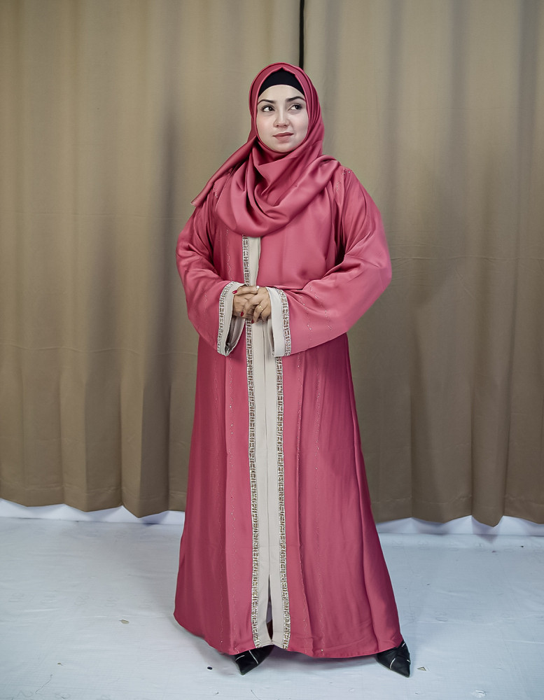 Black Koti Borka with Embroidery & Stone Work