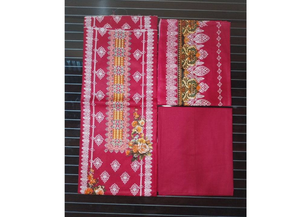 Exclusive Cotton Unstitched Skin Print High Quality Three Piece For Women - Dress For Girls- Three Piece Dress