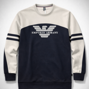 Premium Logo Print Sweatshirt (Cream & Navy Blue)