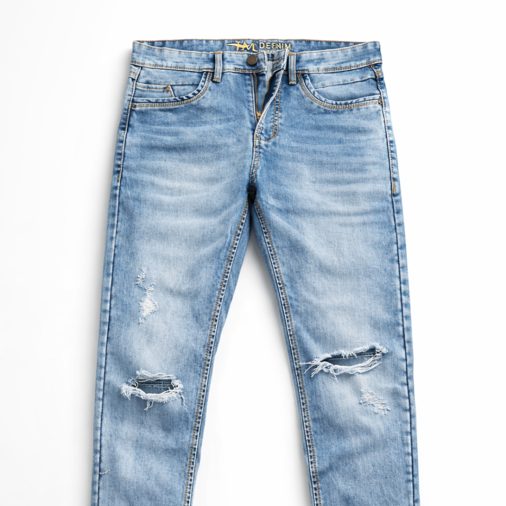 TM Premium Denim Jeans Collection (Classic Blue Regular Fit & Light Blue Ripped Slim Fit)